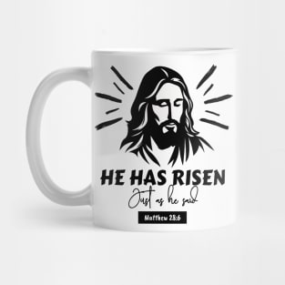 He is/has risen just as he said. Mug